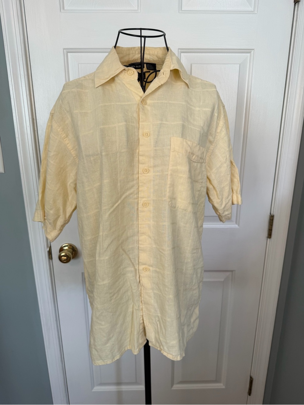 George Pale Yellow Short-Sleeve Linen Shirt Jacket
